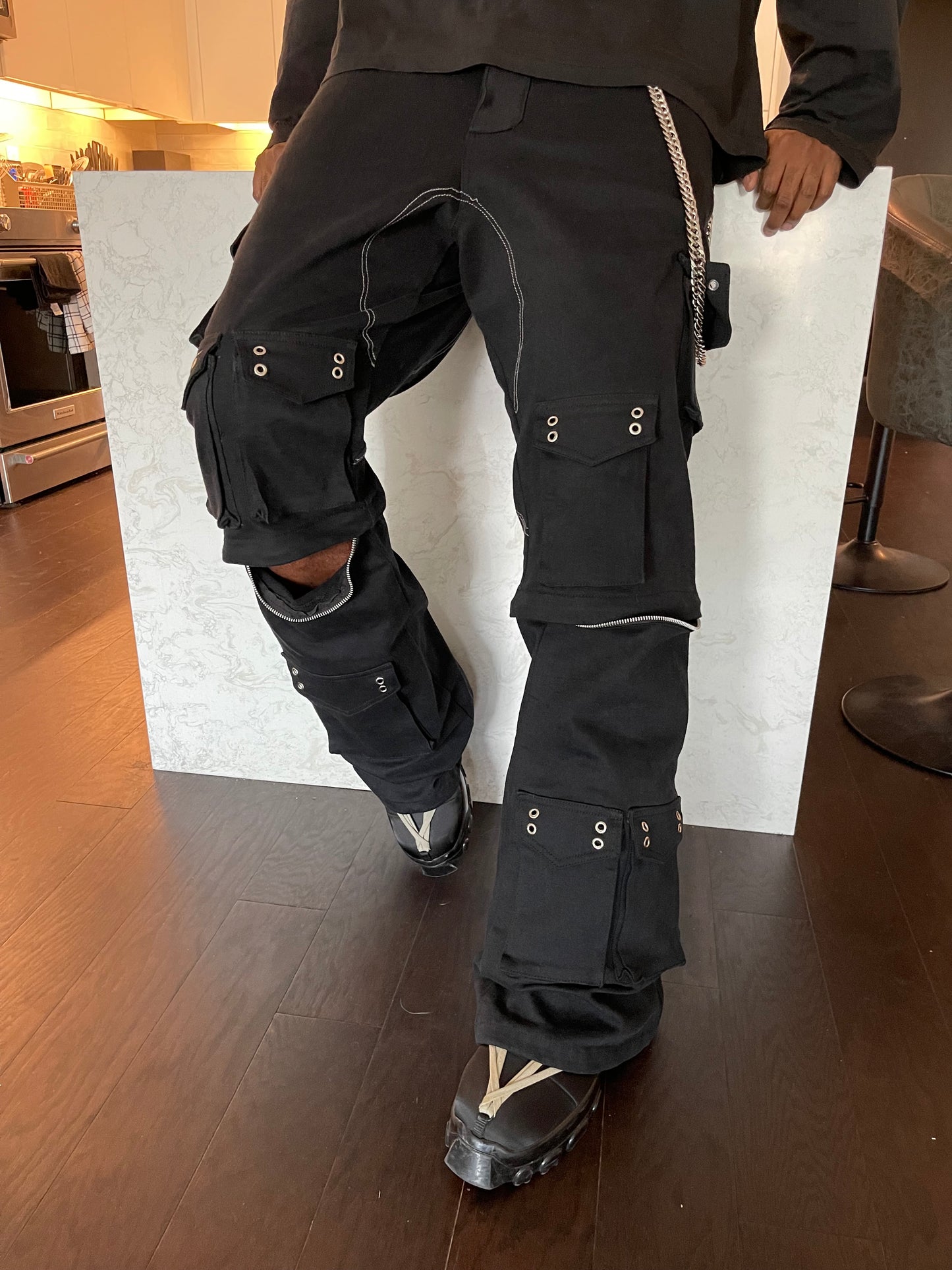 Black Baggy Convertible Cargo Pants