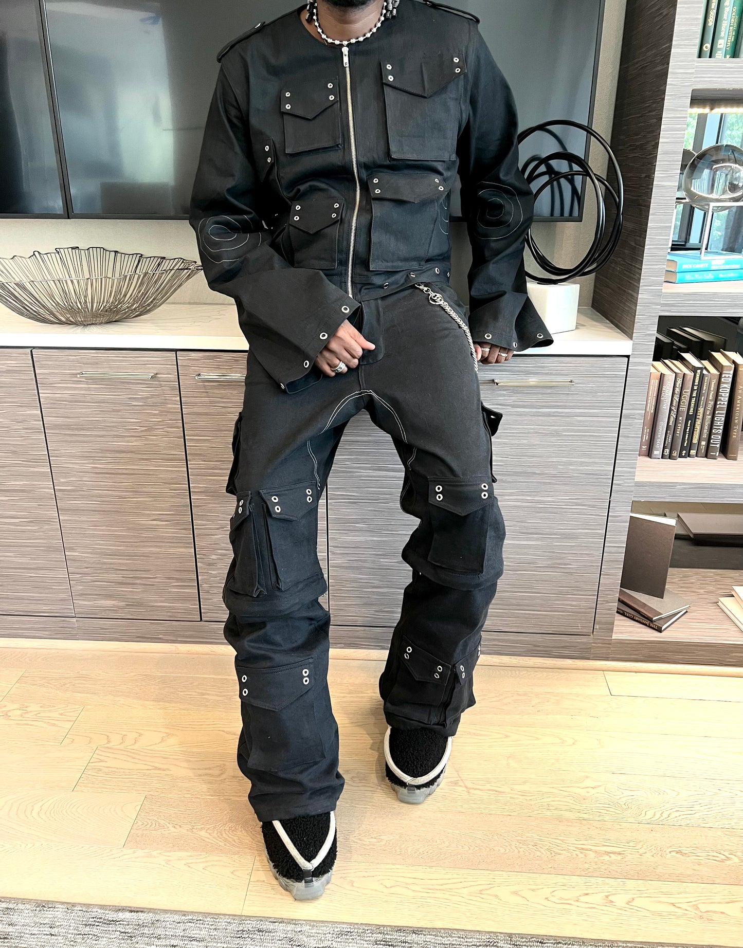 Black Baggy Convertible Cargo Pants