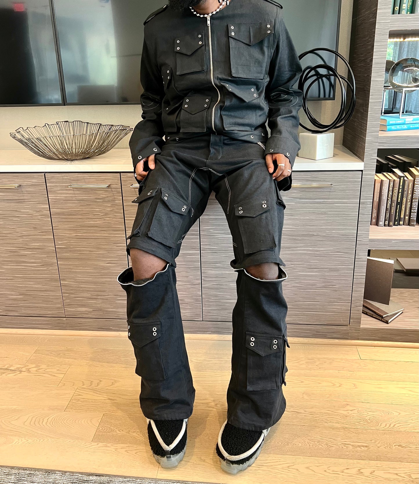 Black Baggy Convertible Cargo Pants