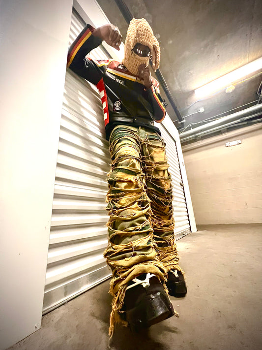 TANNED DOUBLE LAYERED BAGGY DESTROYER DENIM