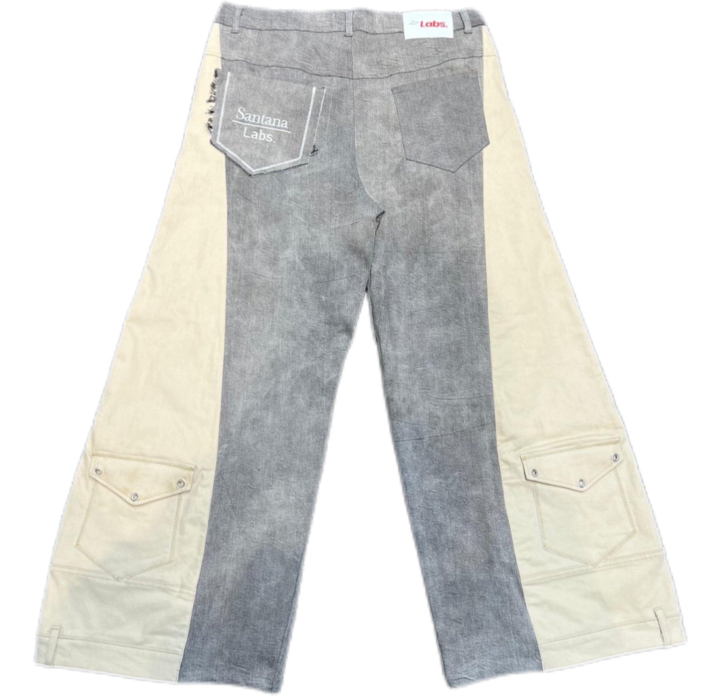Double Wide Leg Flare Stone Wash Grey, Black, & Cream Denim