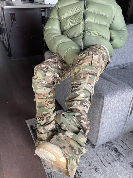 Handmade Camo Tactical Stacked Cargo