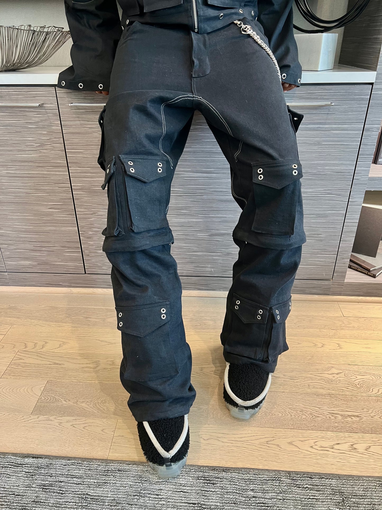 Black Baggy Convertible Cargo Pants