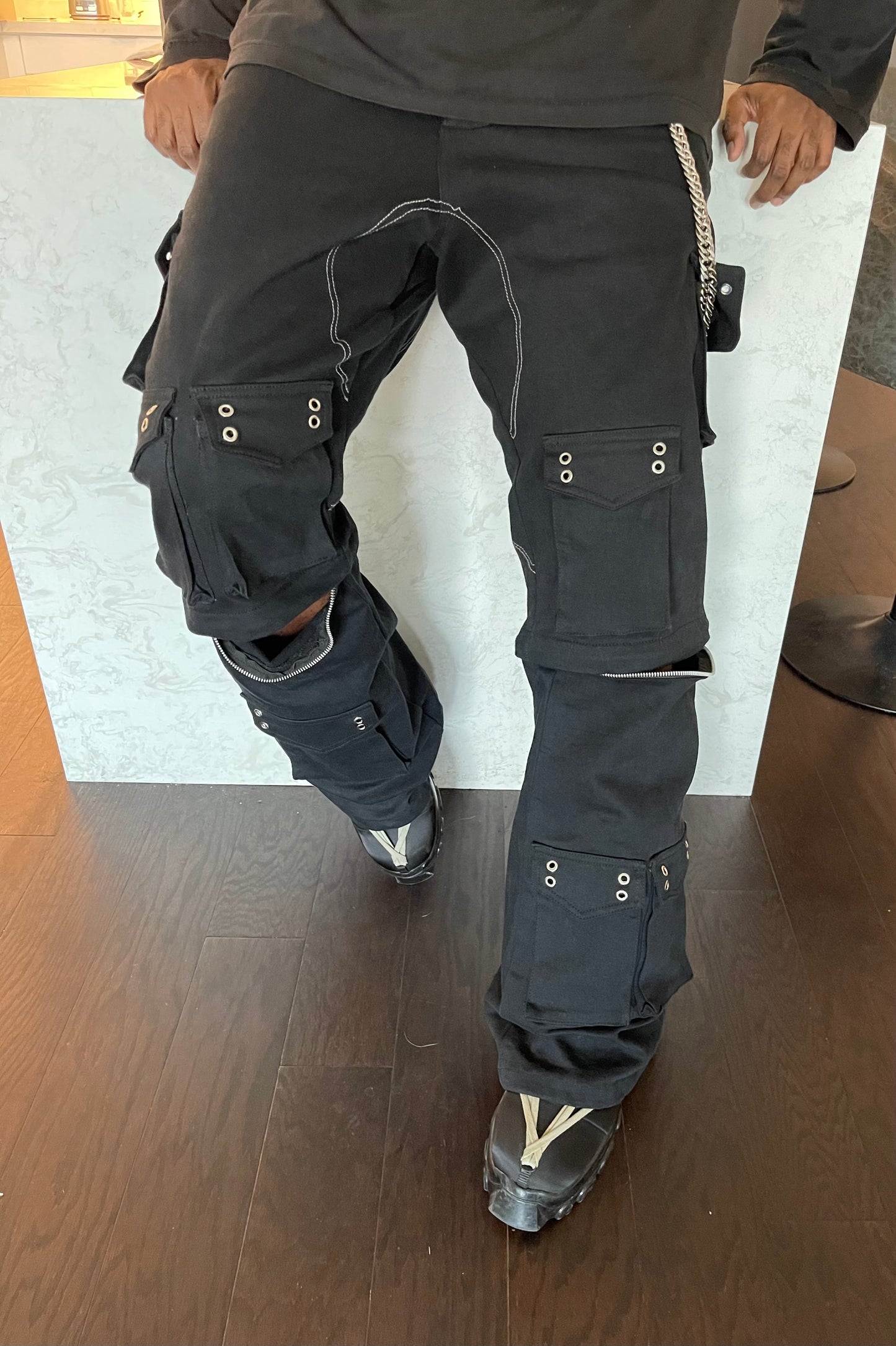 Black Baggy Convertible Cargo Pants