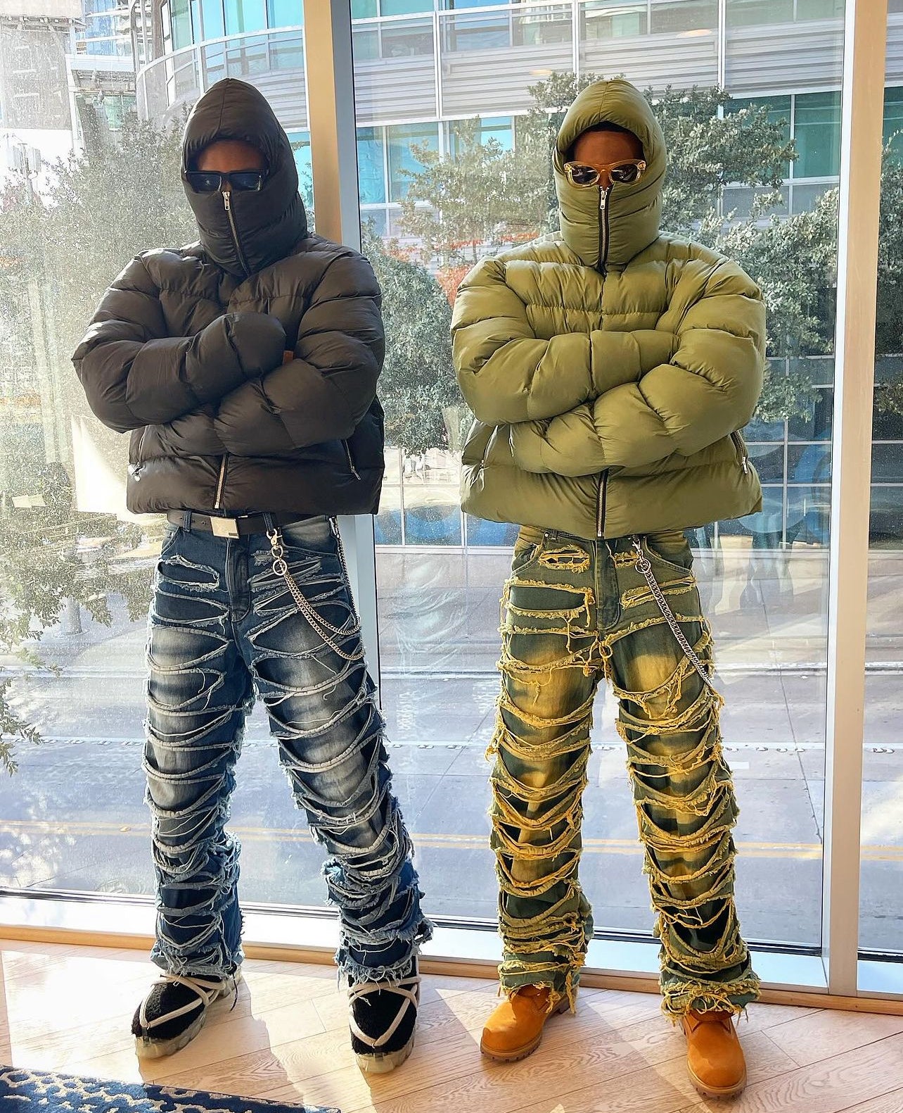 TANNED DOUBLE LAYERED BAGGY DESTROYER DENIM