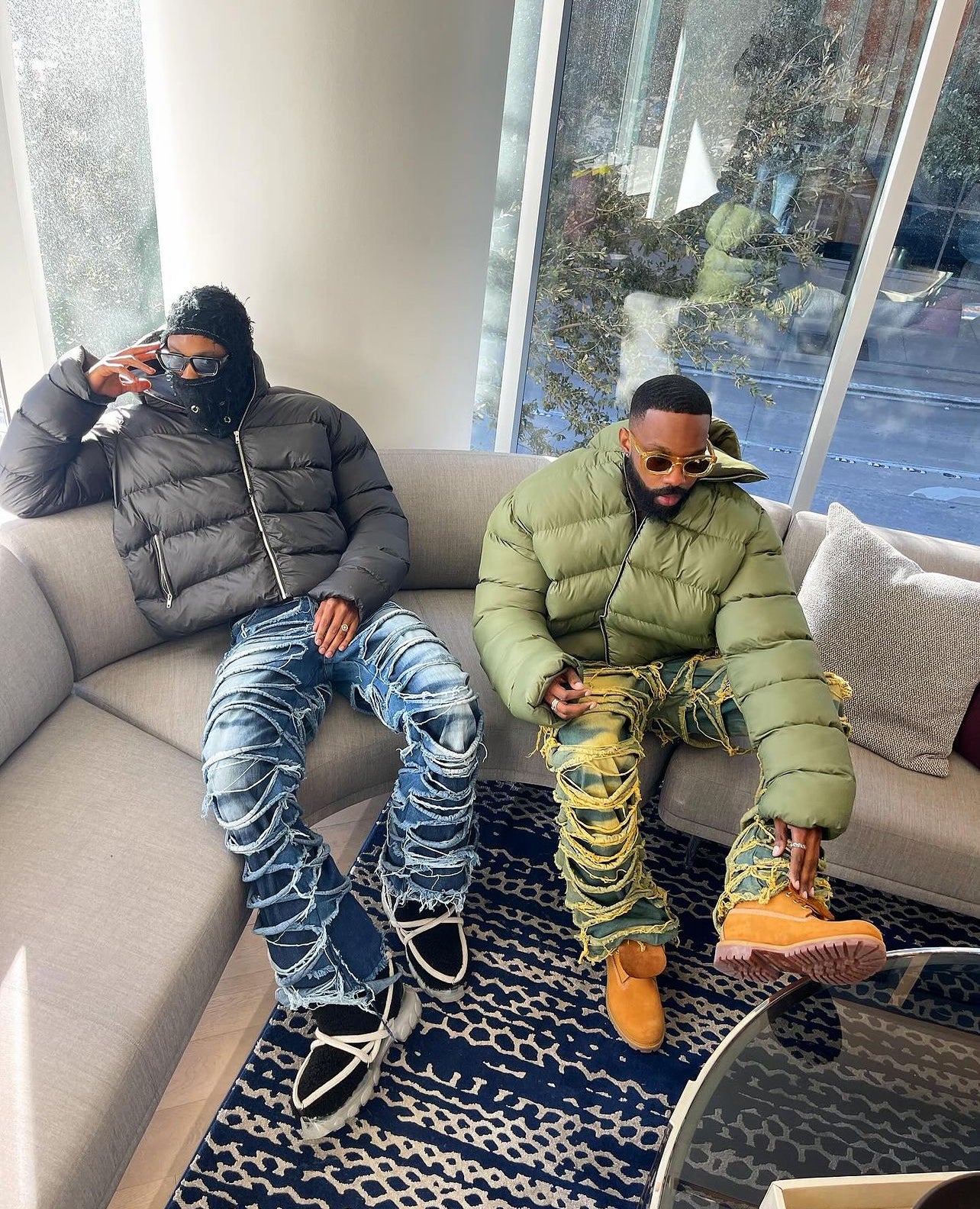 TANNED DOUBLE LAYERED BAGGY DESTROYER DENIM