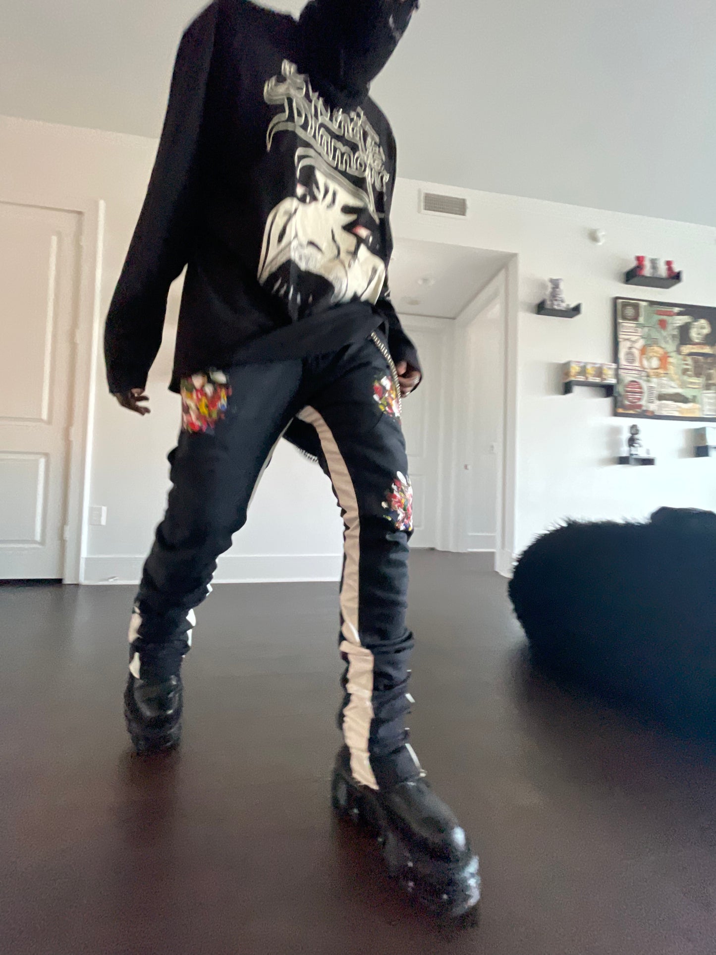 Painted Blk/White Stacked Carpenter Denim