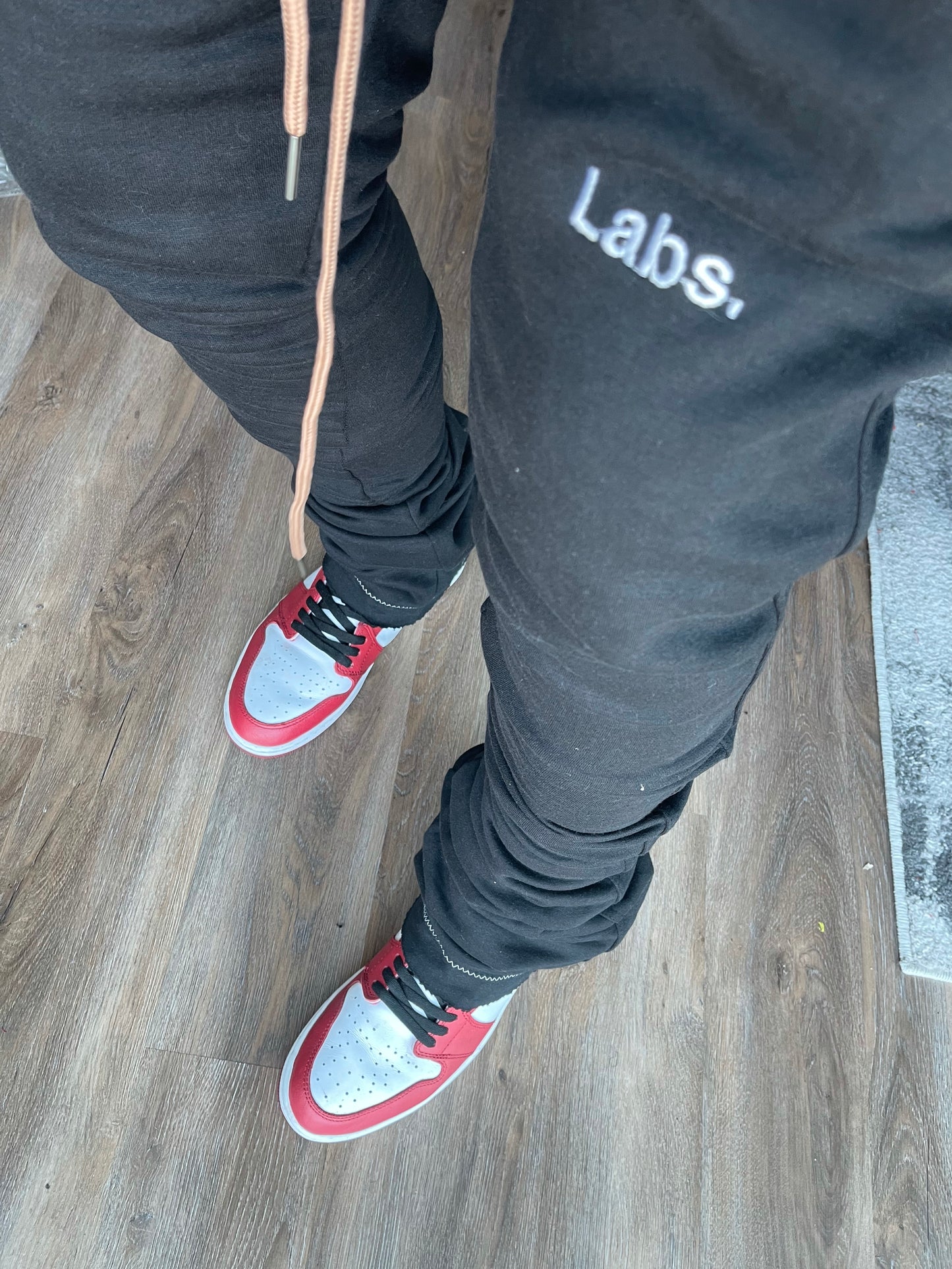 Unisex Black Super Stacked Joggers