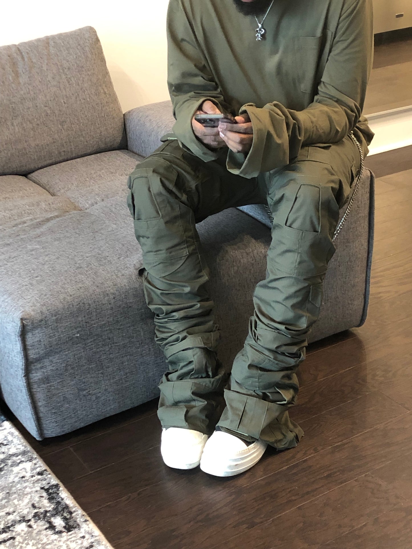 Handmade Olive Tactical Stacked Cargo