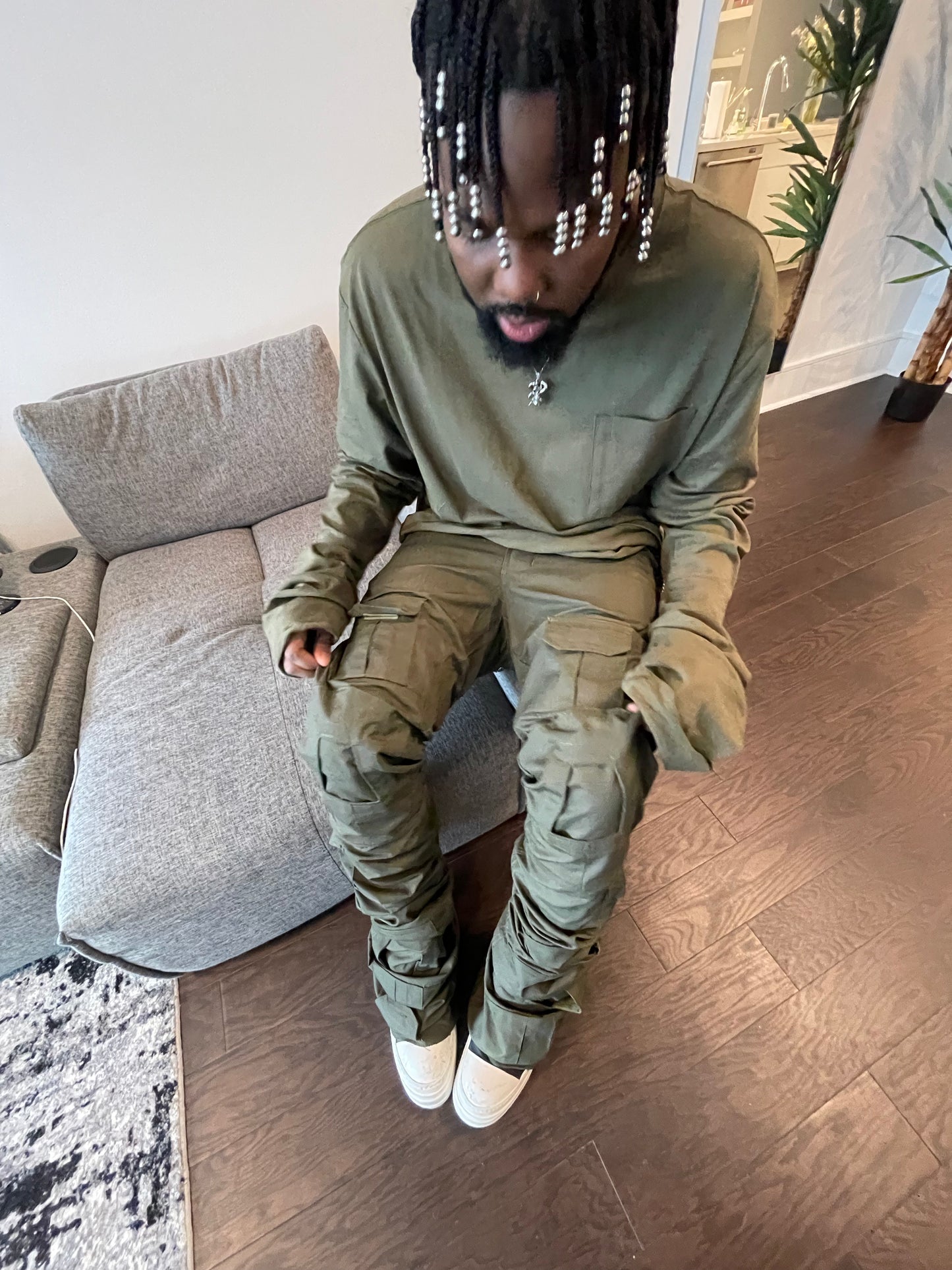 Handmade Olive Tactical Stacked Cargo
