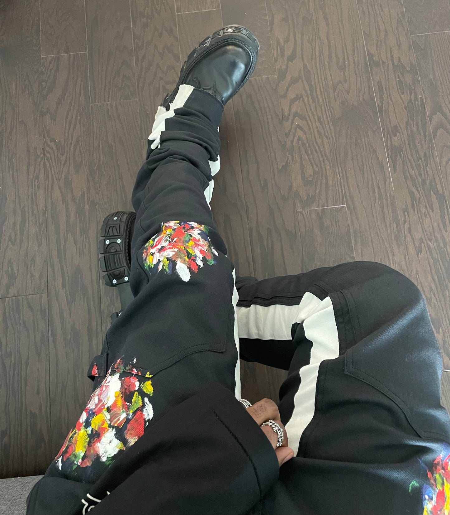 Painted Blk/White Stacked Carpenter Denim