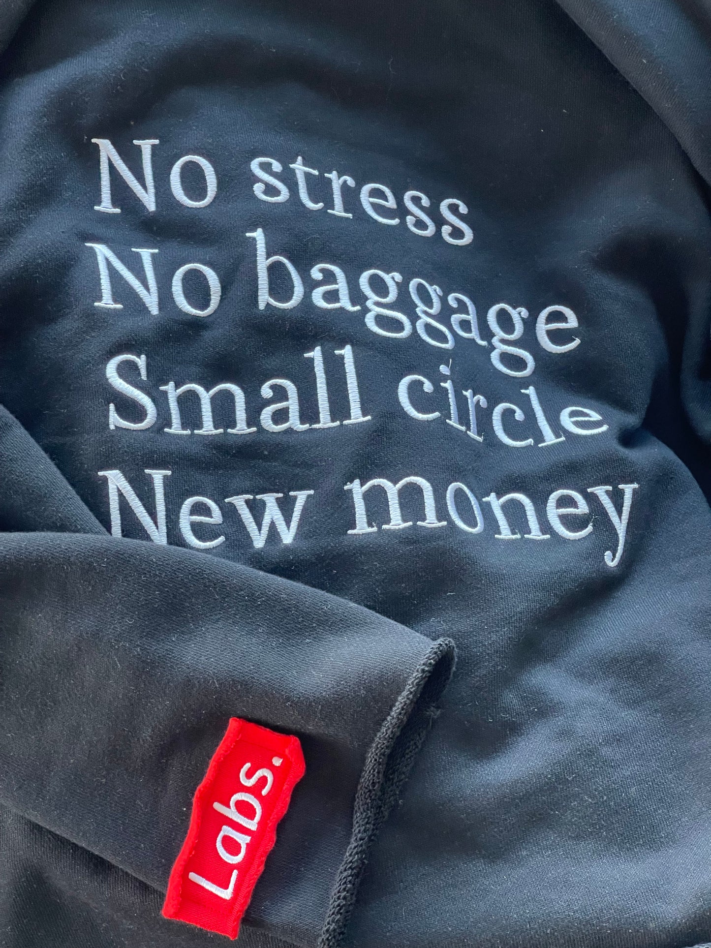 Heavy Black Phrase Cargo Hoodie