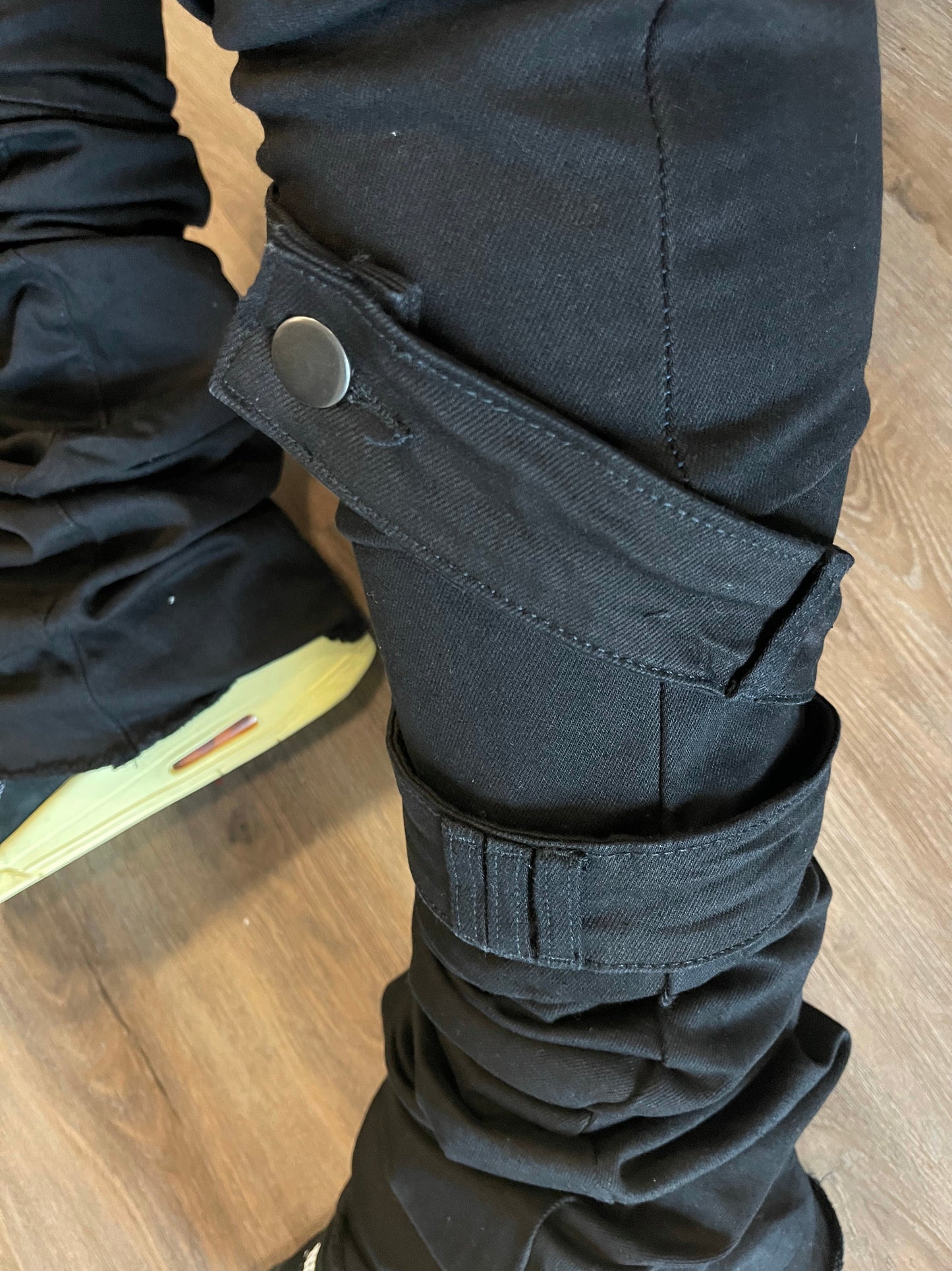 Black Stacked Denims w/ Shin Belt