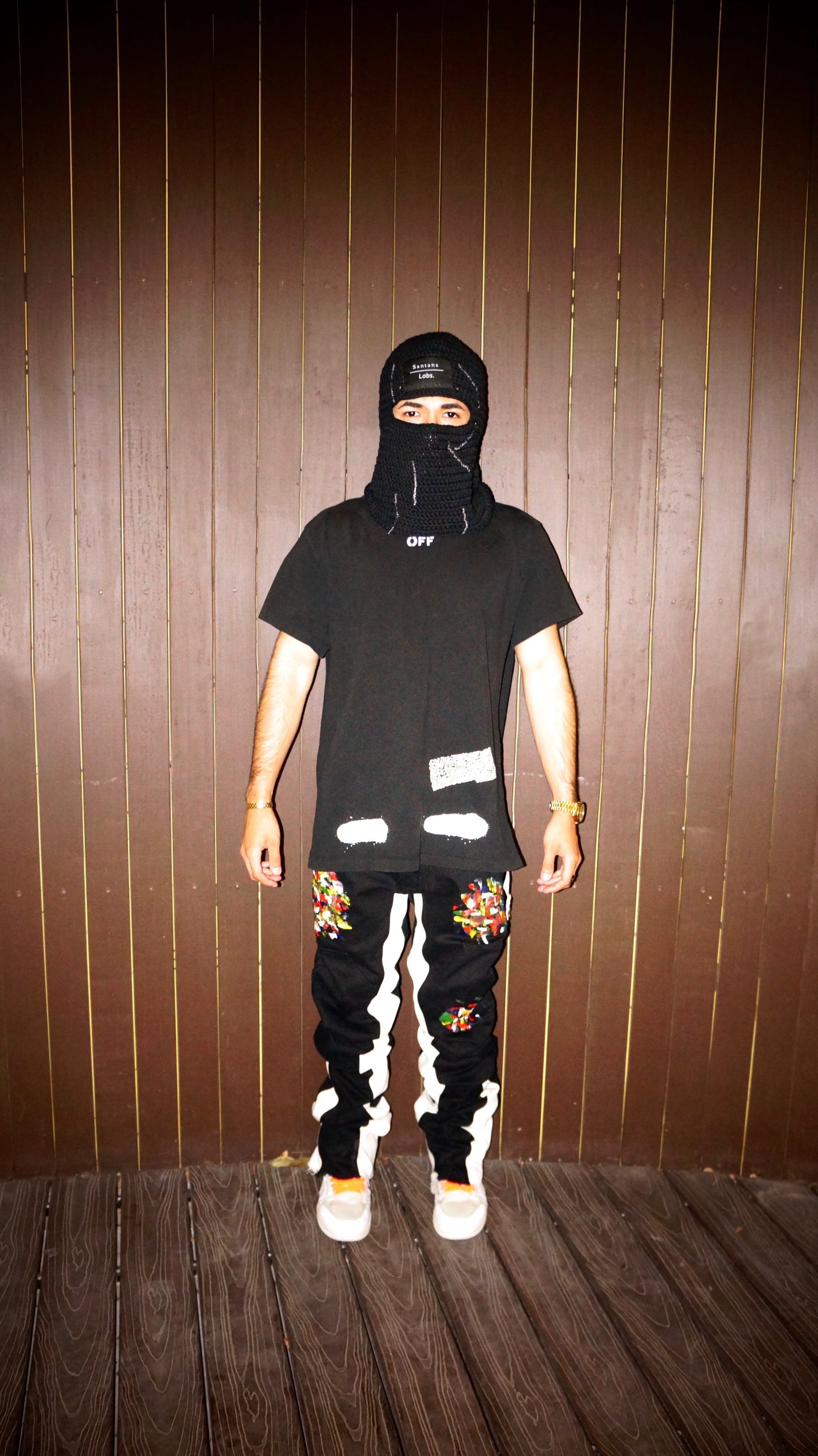 Painted Blk/White Stacked Carpenter Denim