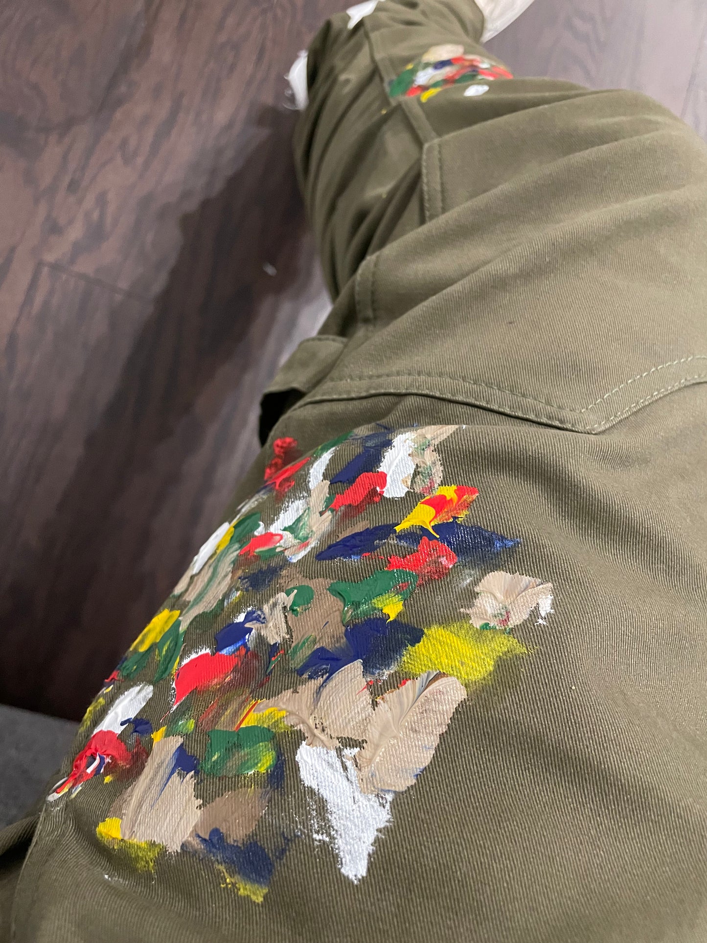 Painted Olive/White Stacked Carpenter Denim