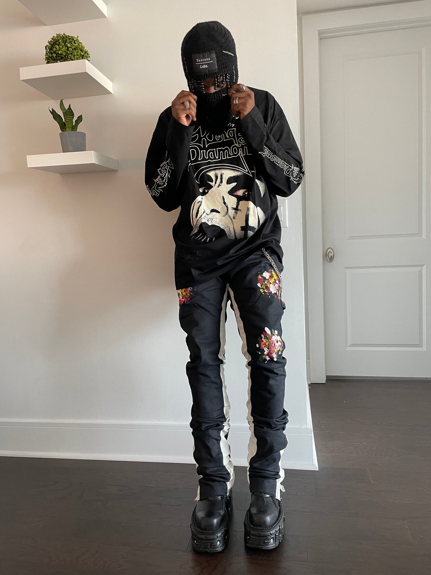 Painted Blk/White Stacked Carpenter Denim