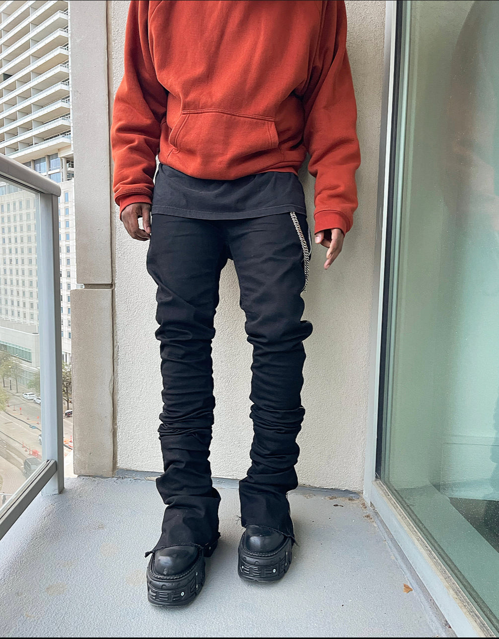 Black Super Stacked Full Zip Denims