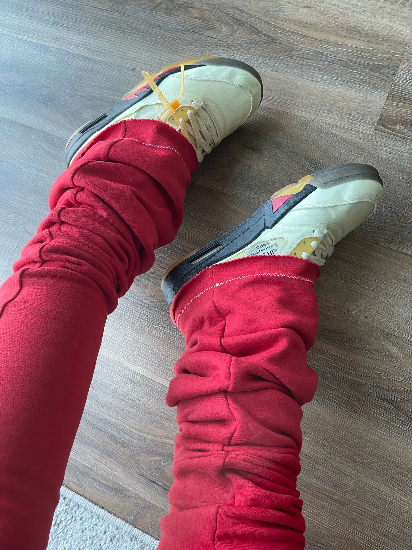 Unisex Red Super Stacked Joggers