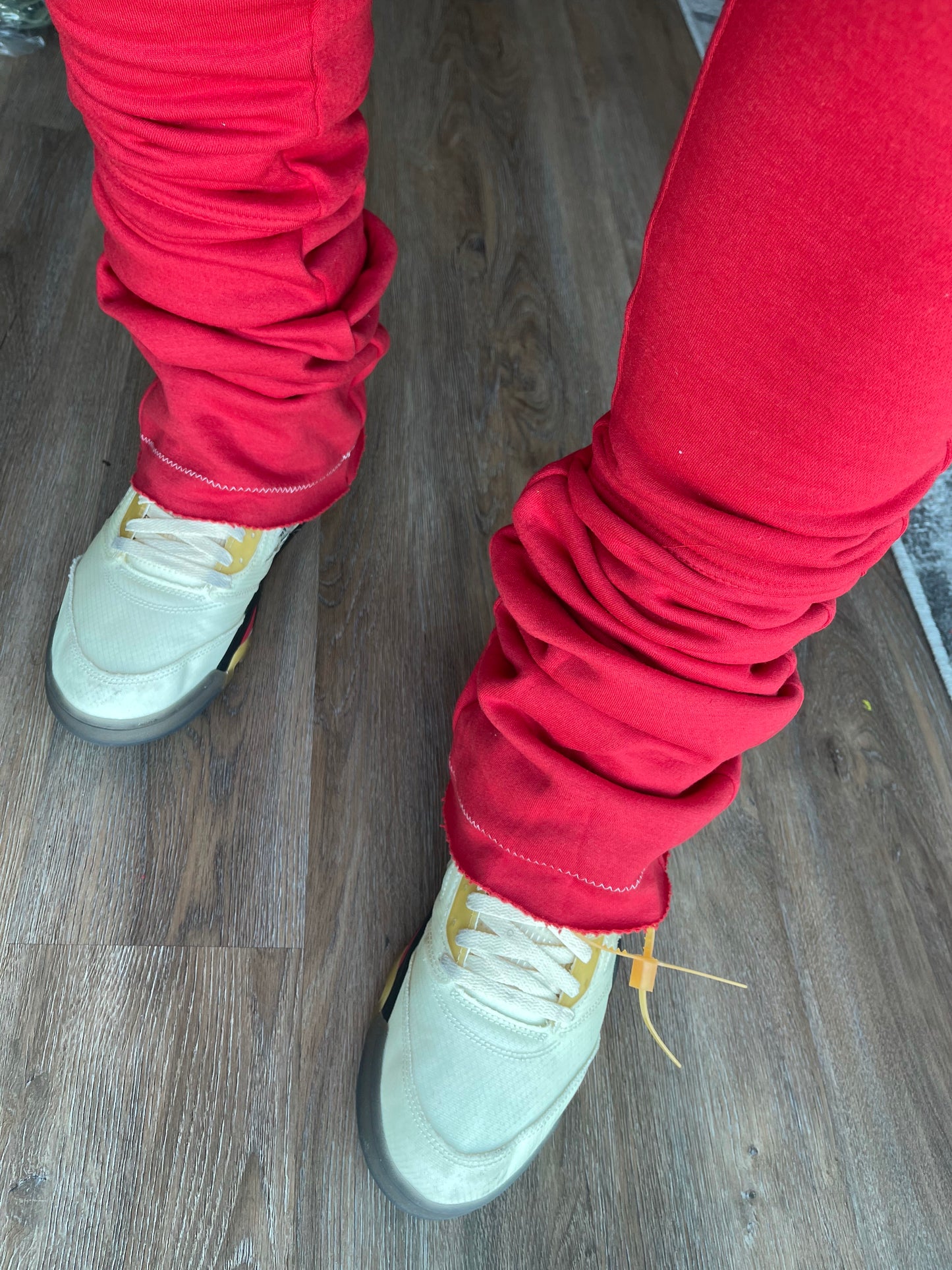Unisex Red Super Stacked Joggers