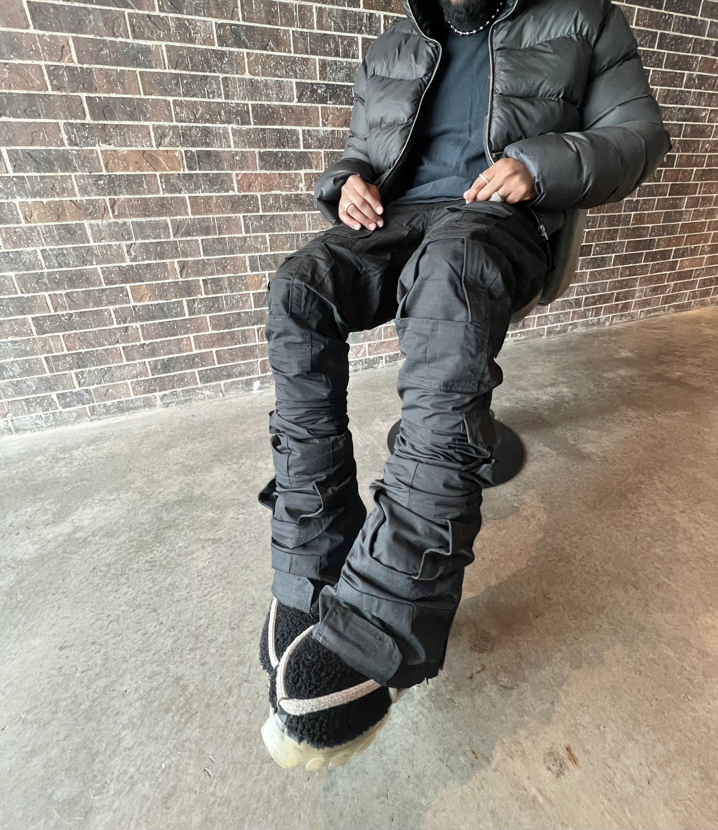 Handmade Black Tactical Stacked Cargo