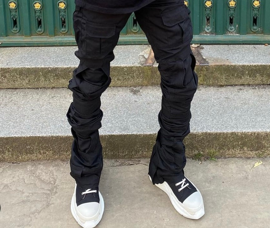 Handmade Black Tactical Stacked Cargo