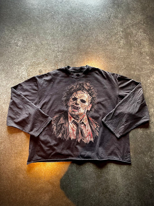 Cropped Leather Face Tee