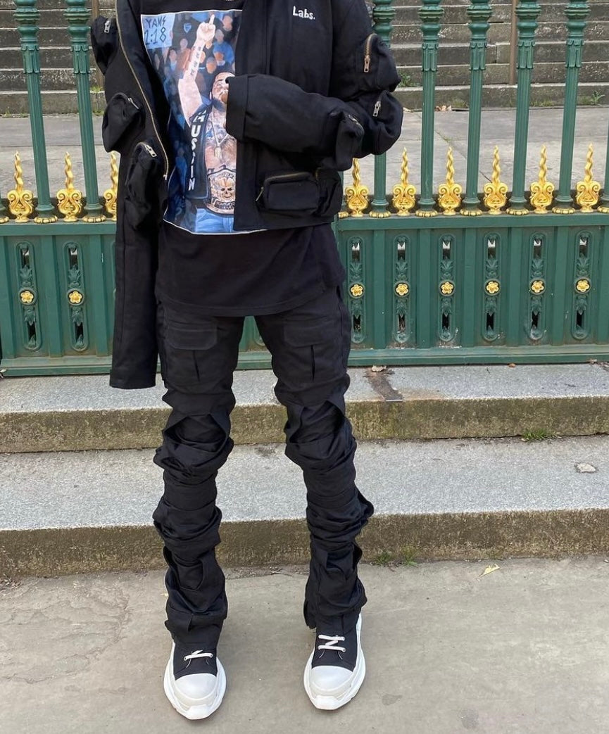 Handmade Black Tactical Stacked Cargo