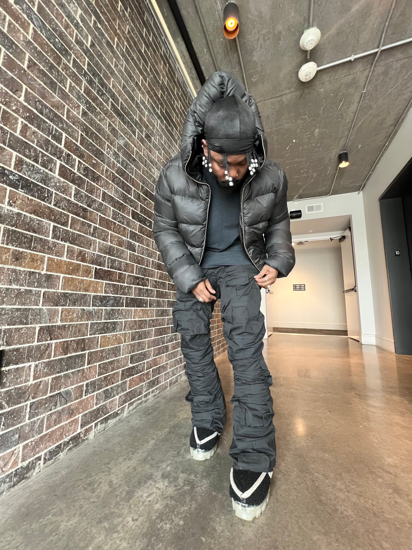 Handmade Black Tactical Stacked Cargo