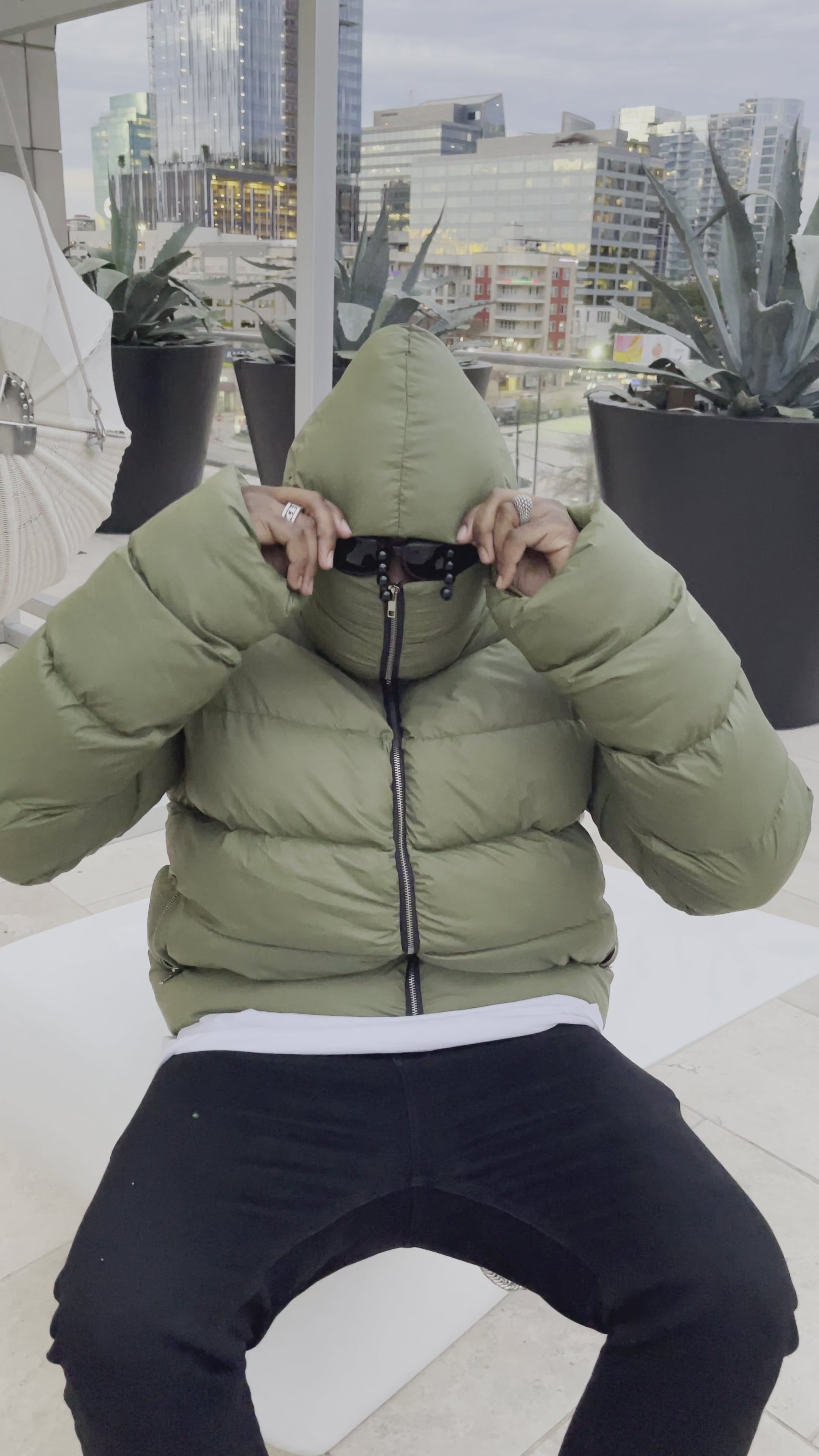 Made To Order) Heavy Olive Cropped Puffer – Santana Labs.