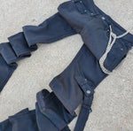 Load image into Gallery viewer, Black Stacked Denims w/ Shin Belt
