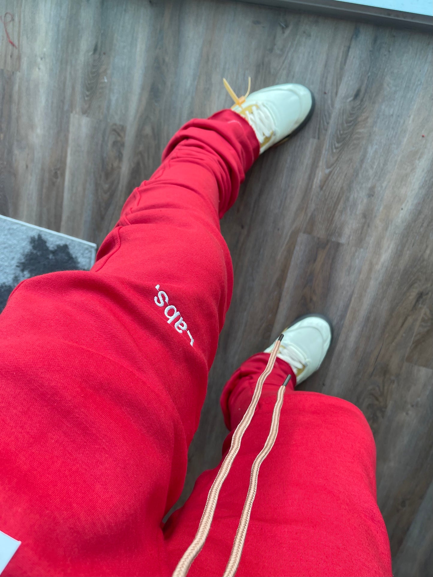 Unisex Red Super Stacked Joggers