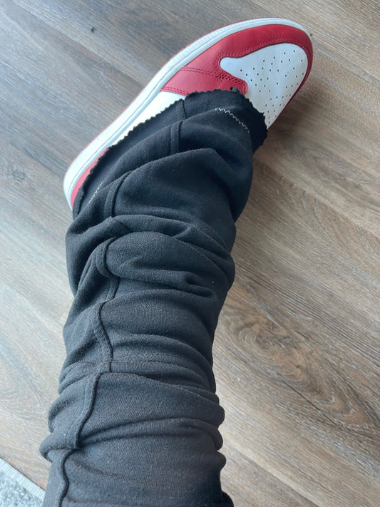 Unisex Black Super Stacked Joggers