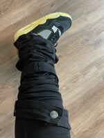 Load image into Gallery viewer, Black Stacked Denims w/ Shin Belt

