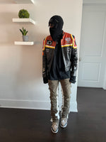 Load image into Gallery viewer, Olive/White Stacked Carpenter Denim
