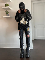 Load image into Gallery viewer, Painted Blk/White Stacked Carpenter Denim
