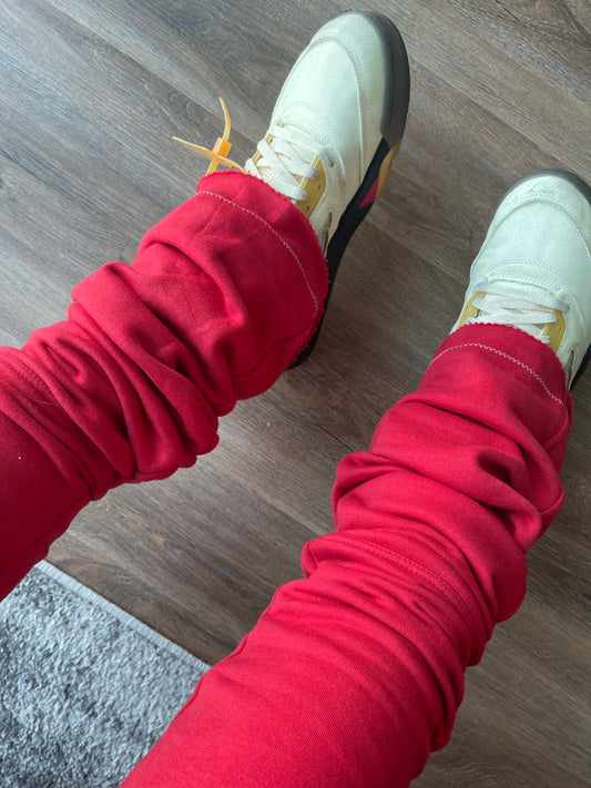 Unisex Red Super Stacked Joggers