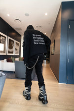 Load image into Gallery viewer, Heavy Black Phrase Cargo Hoodie
