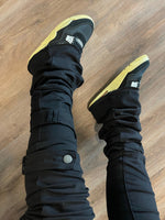 Load image into Gallery viewer, Black Stacked Denims w/ Shin Belt
